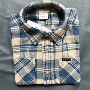 Ralph Lauren Blue and Cream Baby 24M Flannel Button Down Shirt (NWT)